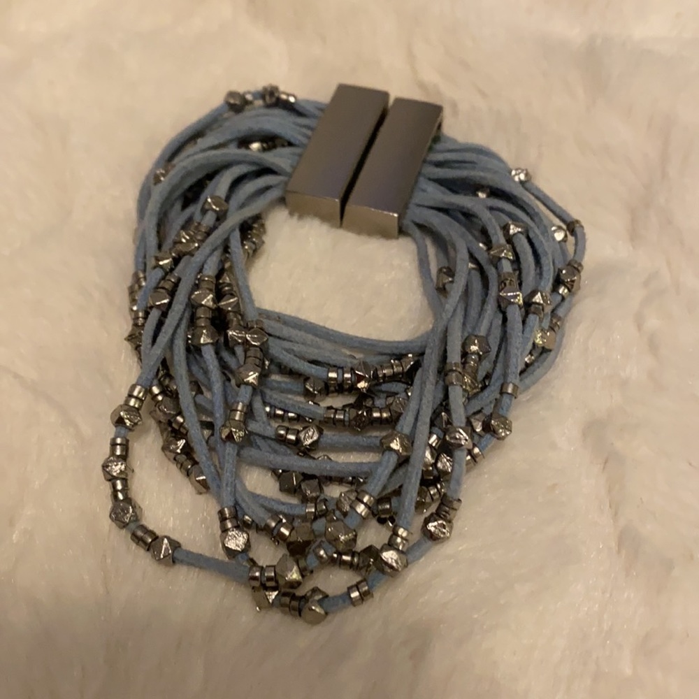 Light blue faux leather beaded Bracelet